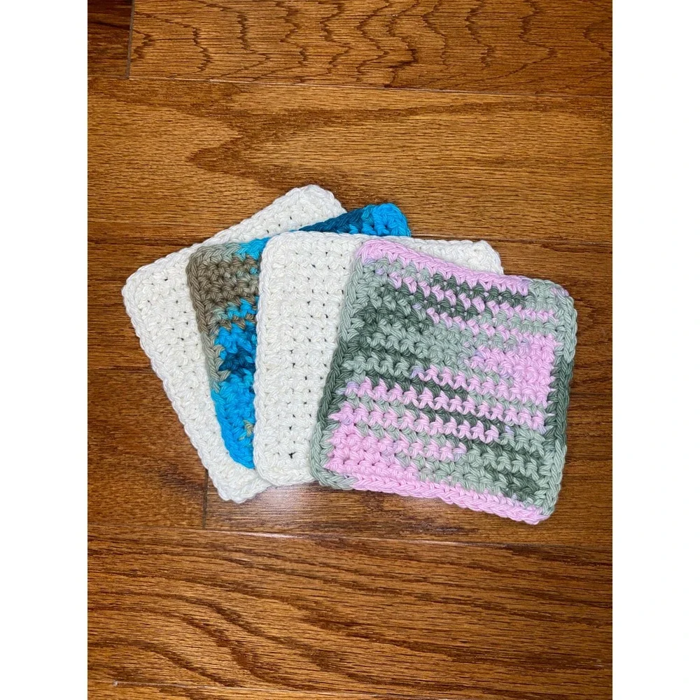 Set of 4 Handmade Crochet Face Cloths‎
